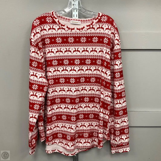 Top Long Sleeve By Clothes Mentor In Red & White, Size: Xxl