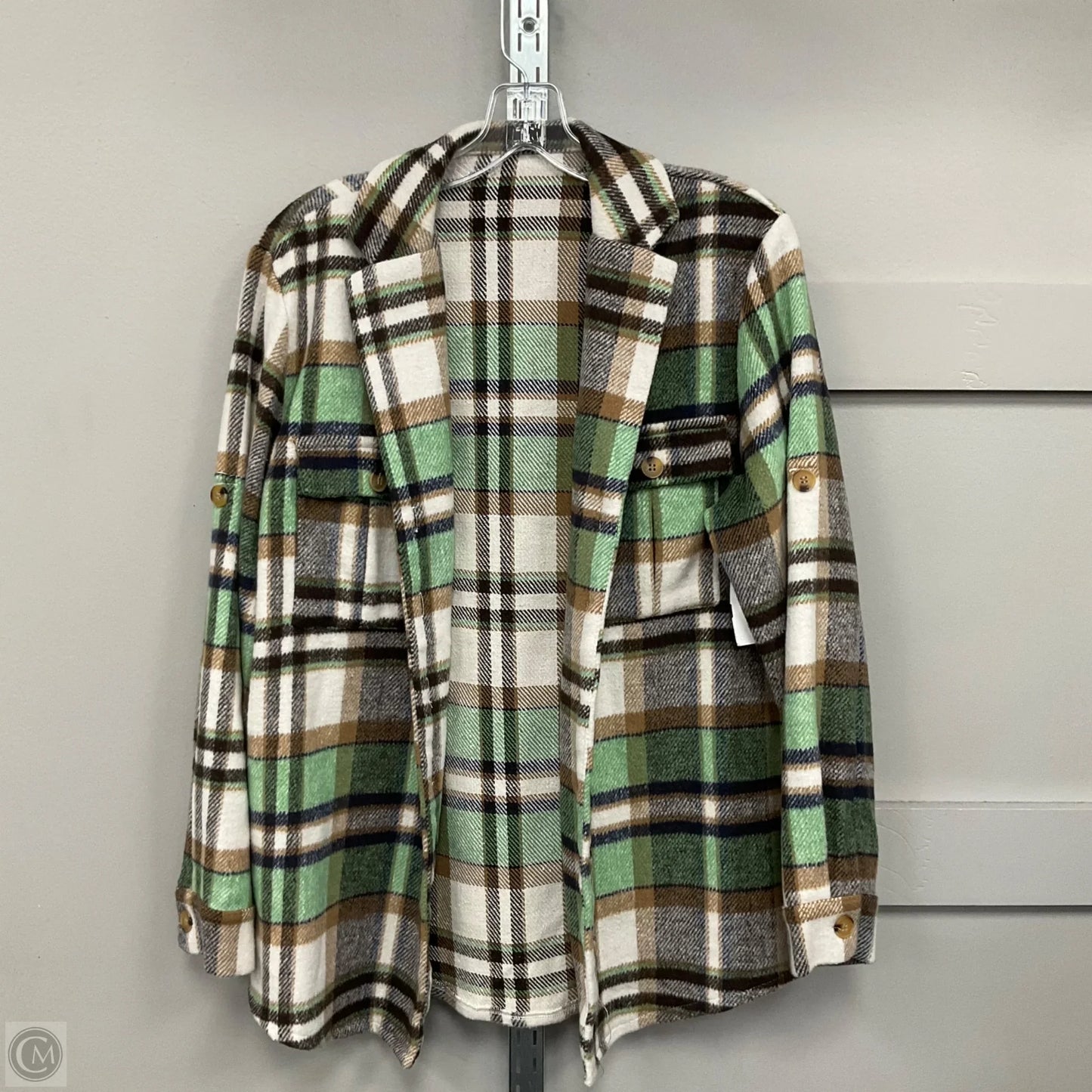 Jacket Shirt By Clothes Mentor In Plaid Pattern, Size: Medium
