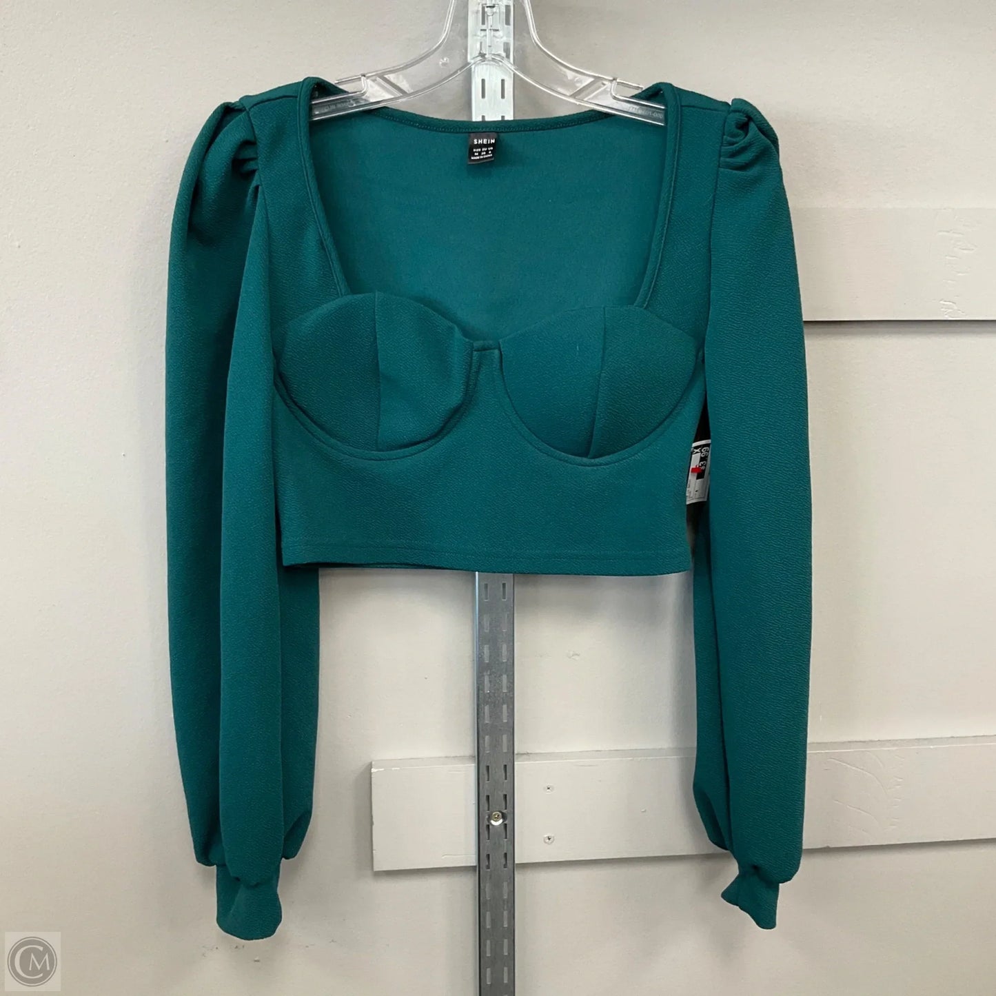 Top Long Sleeve Basic By Shein In Green, Size: M