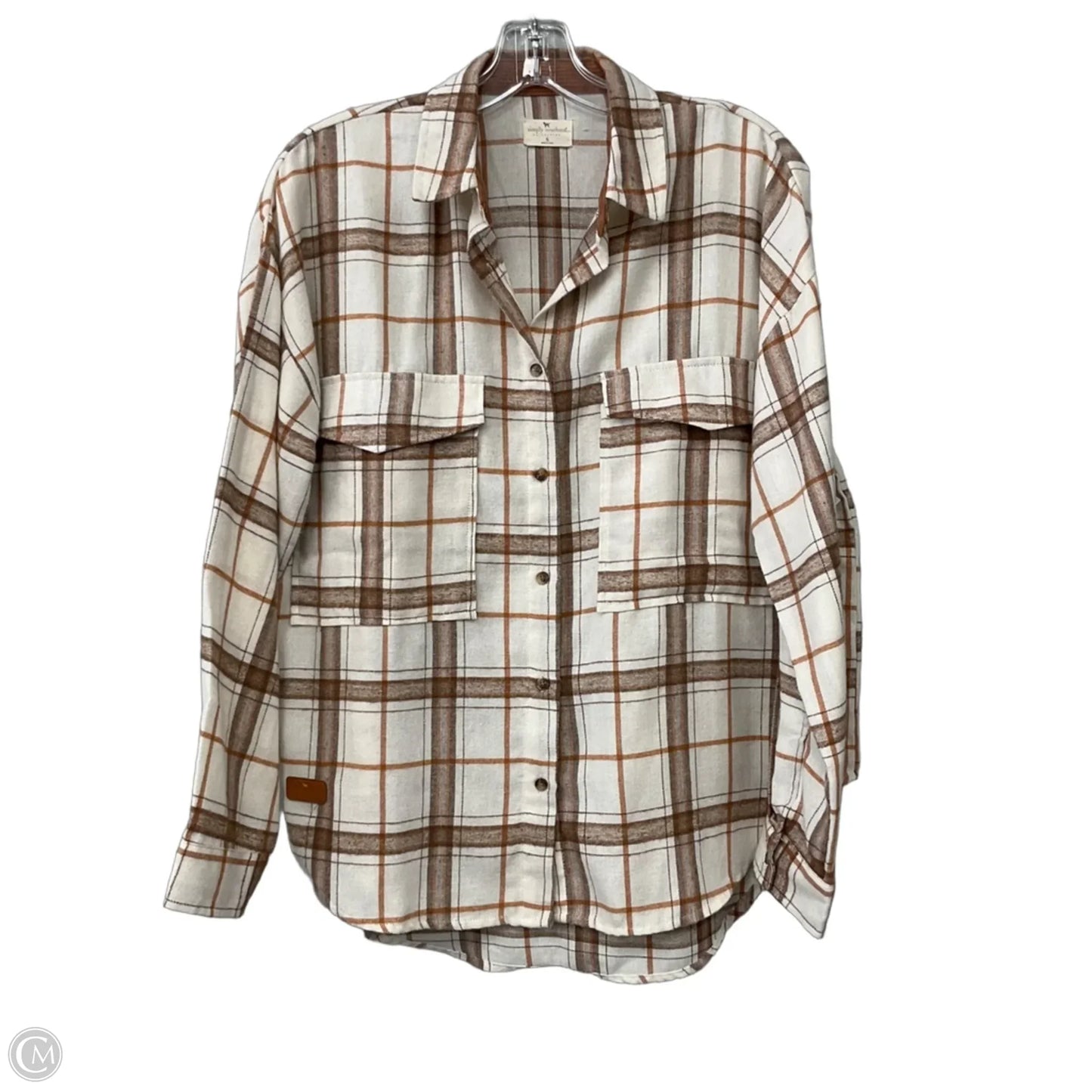 Top Long Sleeve By Simply Southern In Plaid Pattern, Size: S