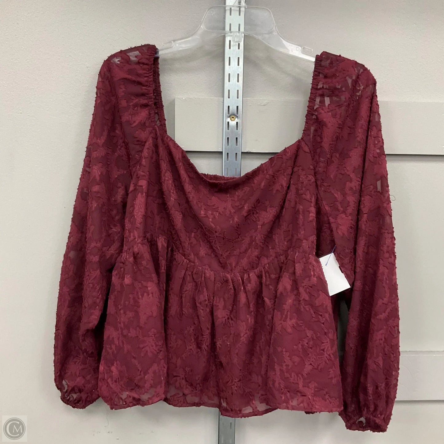 Top Long Sleeve By Arula In Maroon, Size: 1x