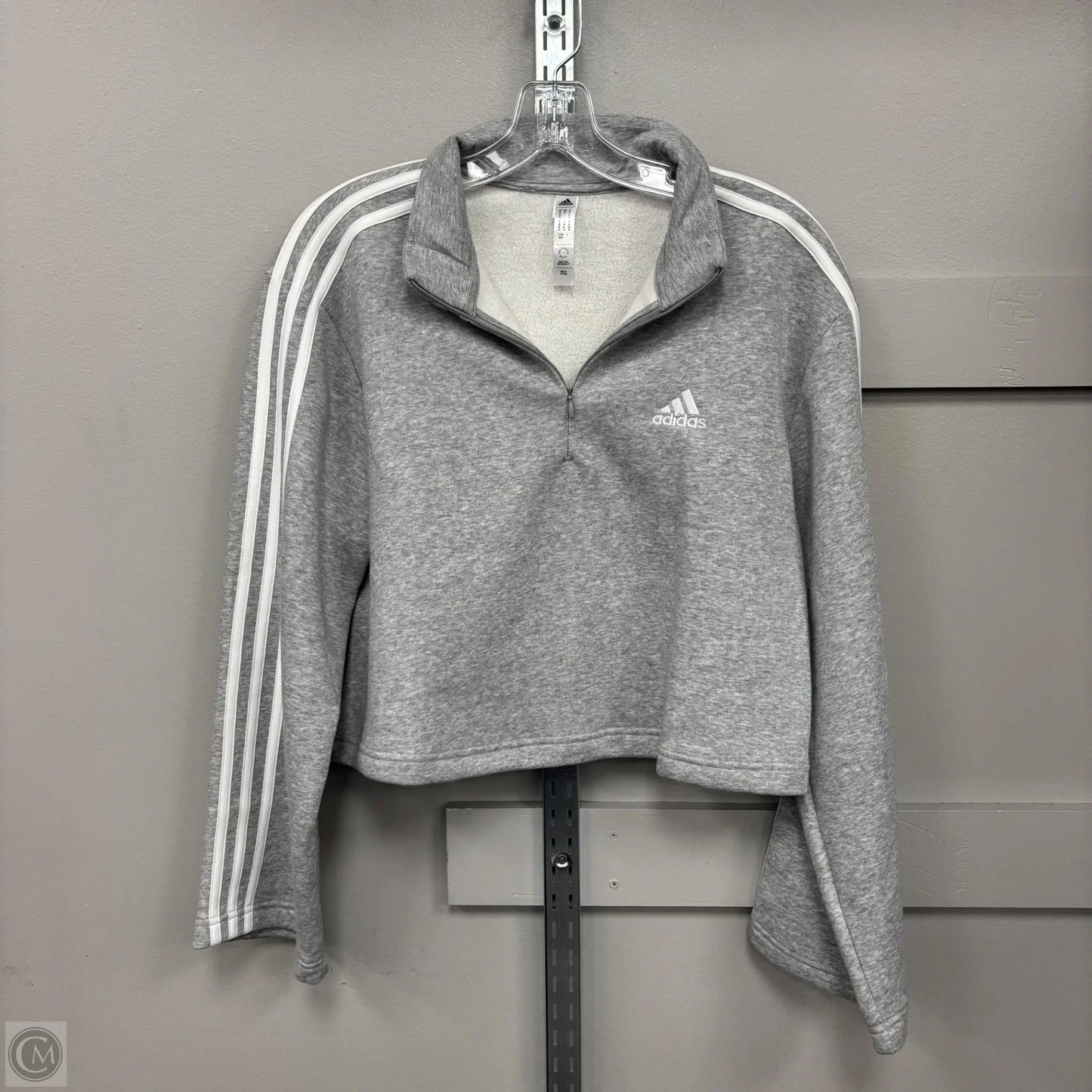 Sweatshirt Collar By Adidas In Grey, Size: M