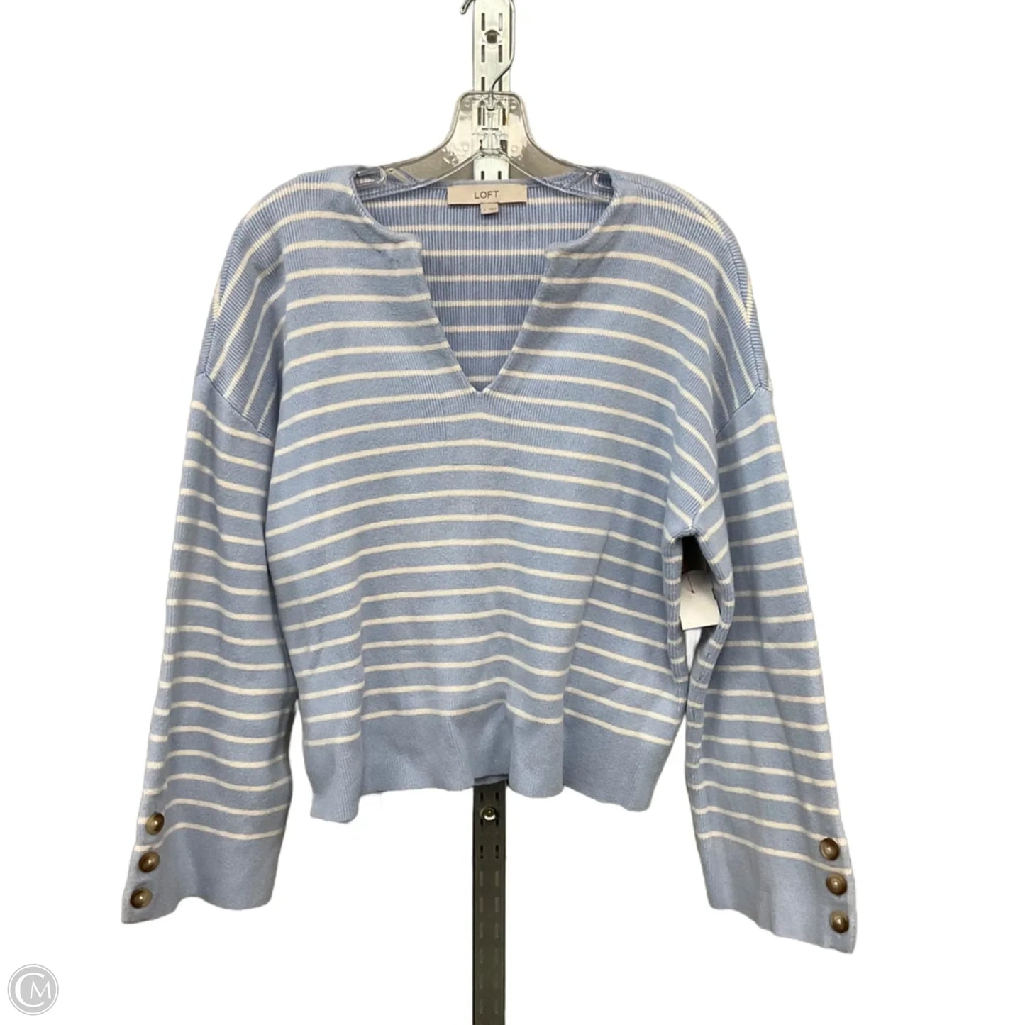 Sweater By Loft In Blue & White, Size: S