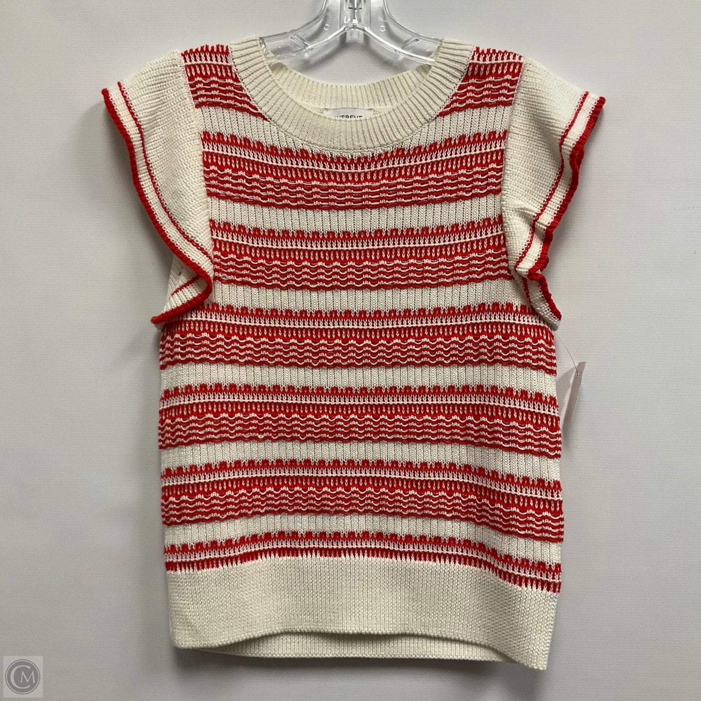 Vest Sweater By Evereve In Cream & Red, Size: M