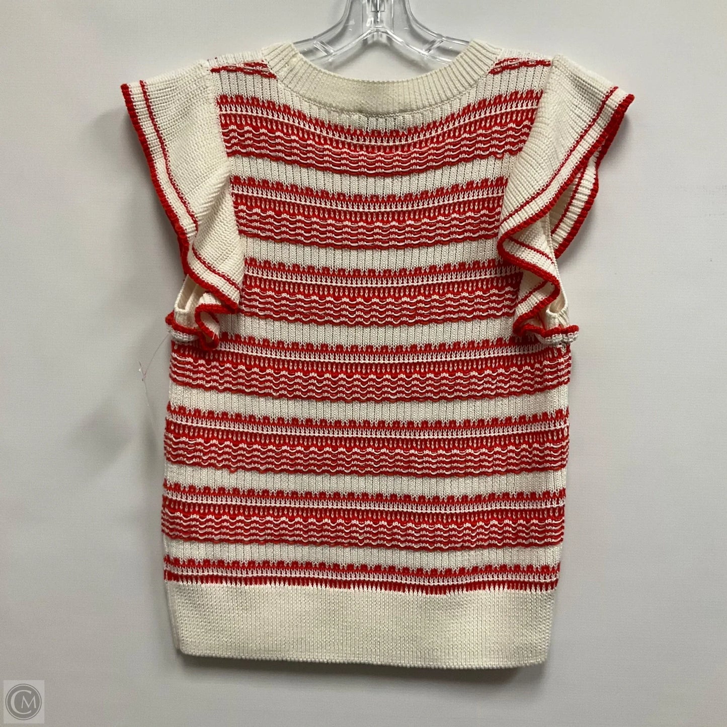 Vest Sweater By Evereve In Cream & Red, Size: M