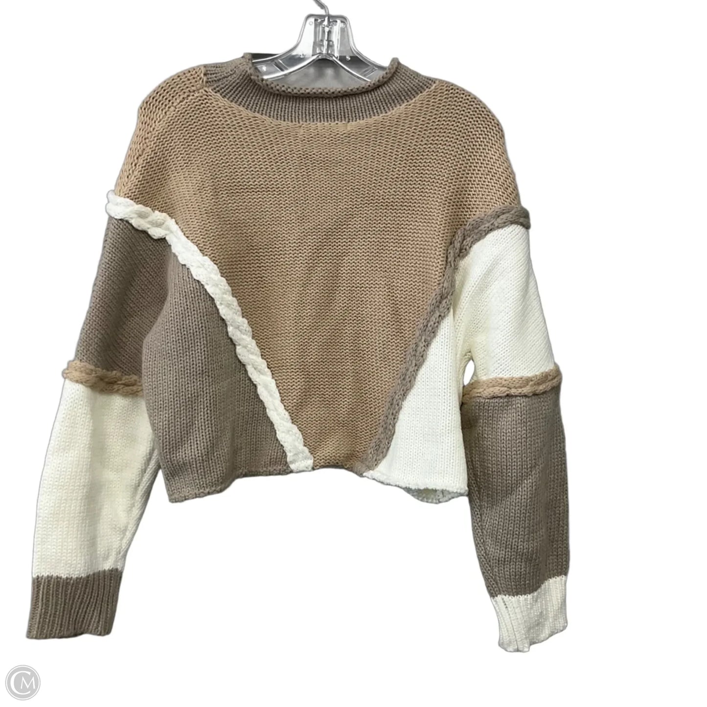 Sweater By Cloud Ten In Brown & Cream, Size: M