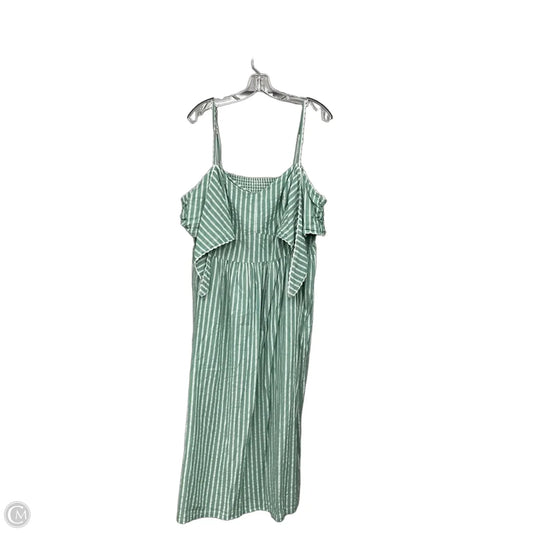 Dress Casual Midi By Old Navy In Green & White, Size: 2x
