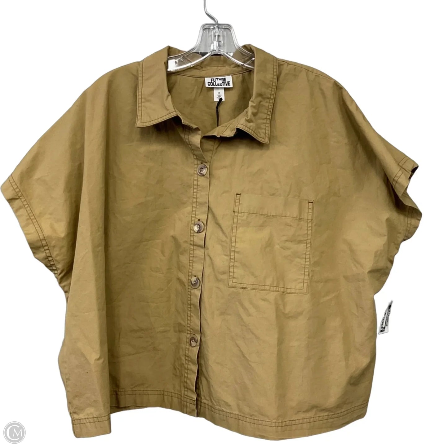 Top Short Sleeve By Future Collective In Brown, Size: 1x