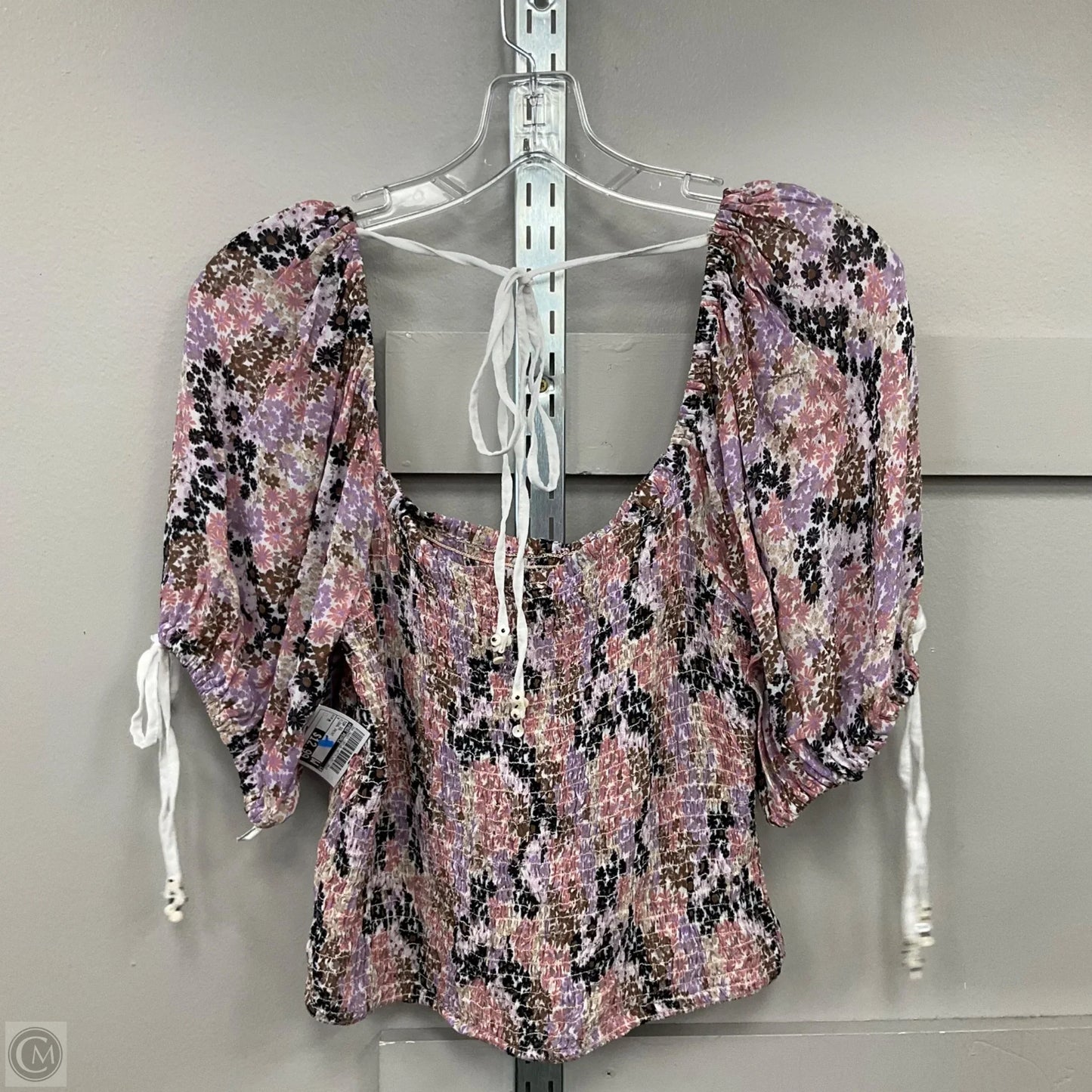 Top Short Sleeve By Free People In Floral Print, Size: M