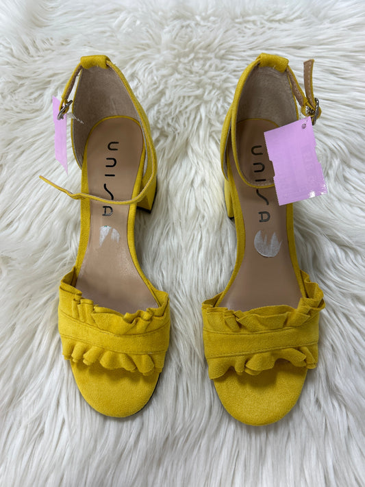 Sandals Heels Block By Unisa In Yellow, Size:8