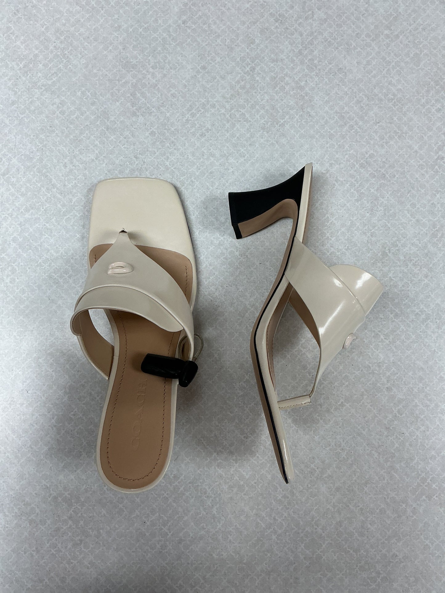 Sandals Designer By Coach In Cream, Size:11