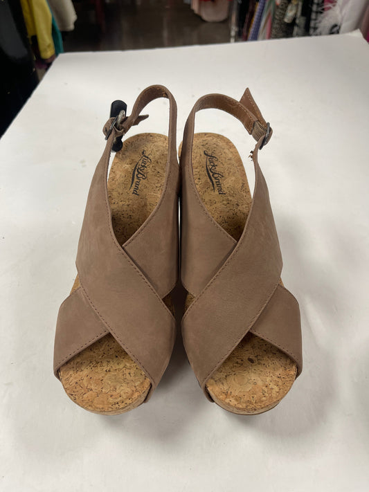 Brown Sandals Heels Wedge Lucky Brand, Size 8