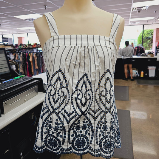 Blue & White Top Sleeveless Skies Are Blue, Size Xs