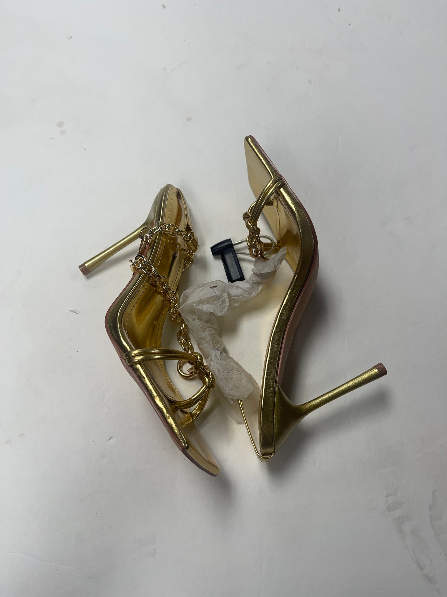 Gold Sandals Heels Stiletto Fashion Nova, Size 9