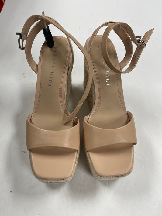 Sandals Heels Wedge By Gianni Bini In Tan, Size: 10