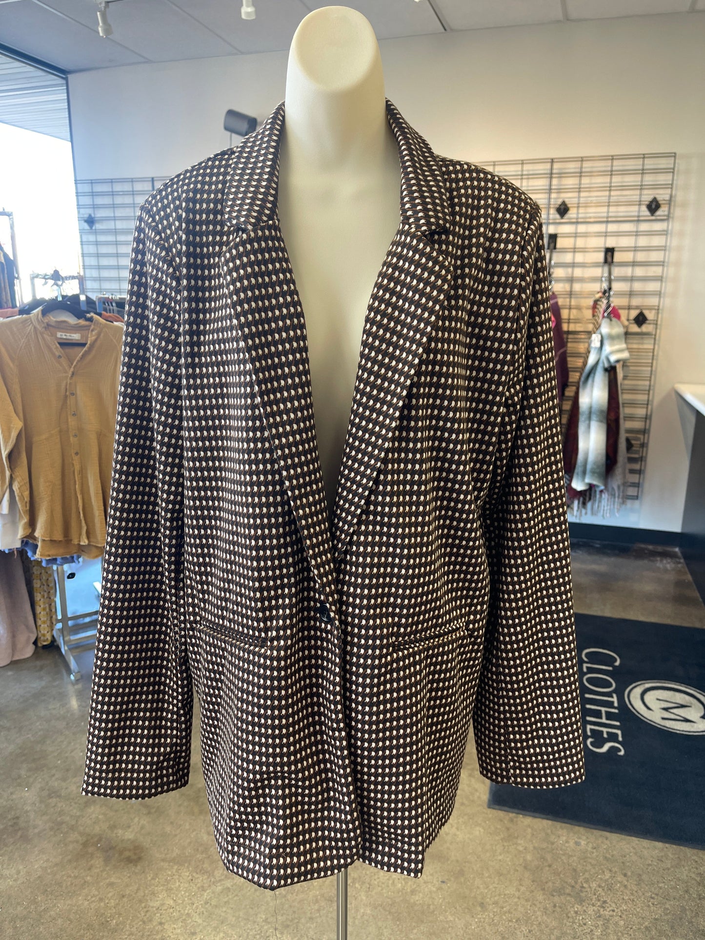 Blazer By Gianni Bini In Brown & Cream, Size: Xxl