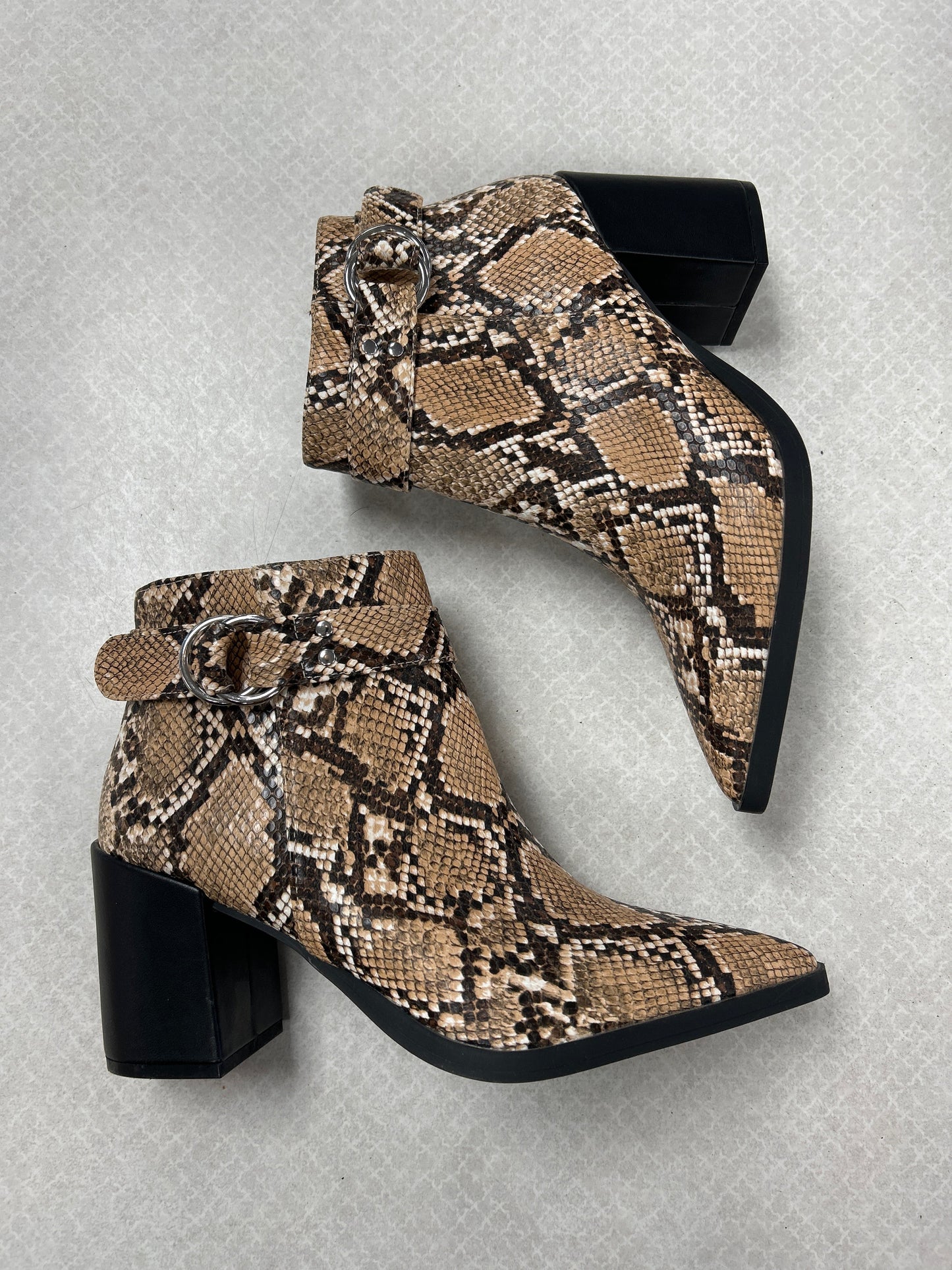 Boots Ankle Heels By Qupid In Snakeskin Print, Size: 8