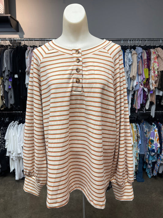 Top Long Sleeve By Clothes Mentor In Striped Pattern, Size: L