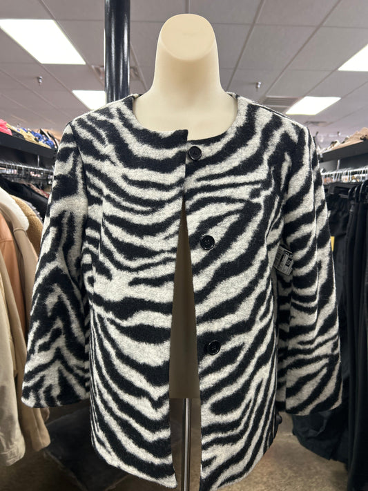 Jacket Faux Fur & Sherpa By Ann Taylor In Animal Print, Size: S