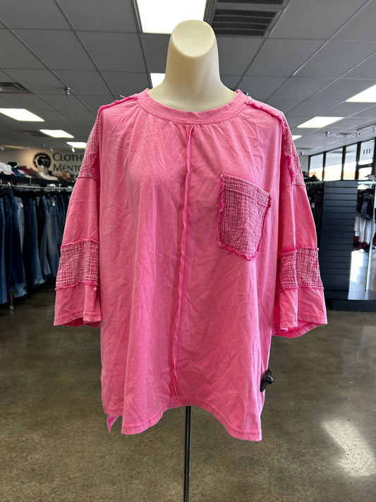 Top Short Sleeve By Bibi In Pink, Size: M