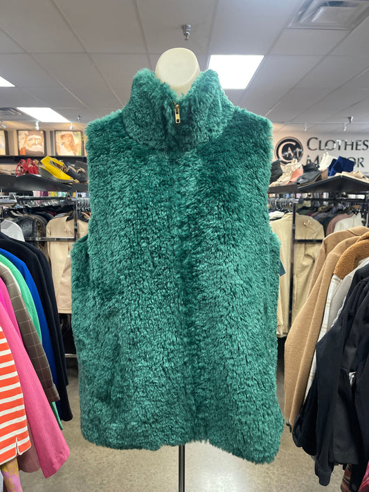 Vest Faux Fur & Sherpa By Talbots In Green, Size: L