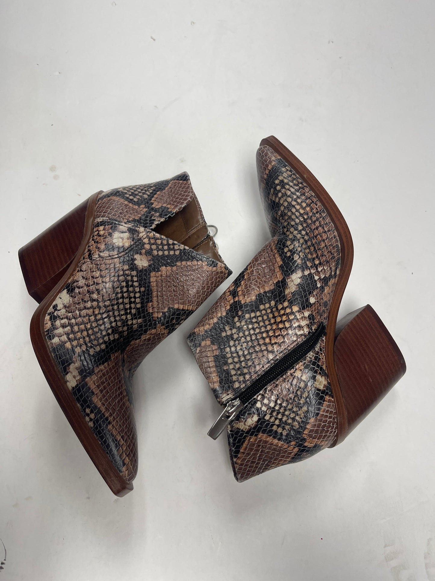 Snakeskin Print Boots Ankle Heels Vince Camuto, Size 7.5