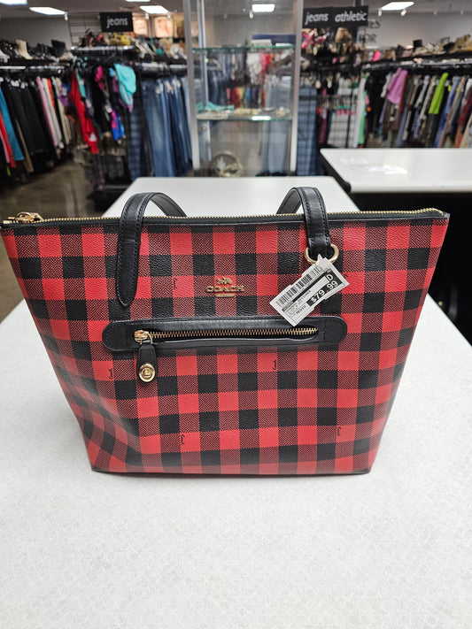 Black & Red Handbag Designer Coach, Size Medium