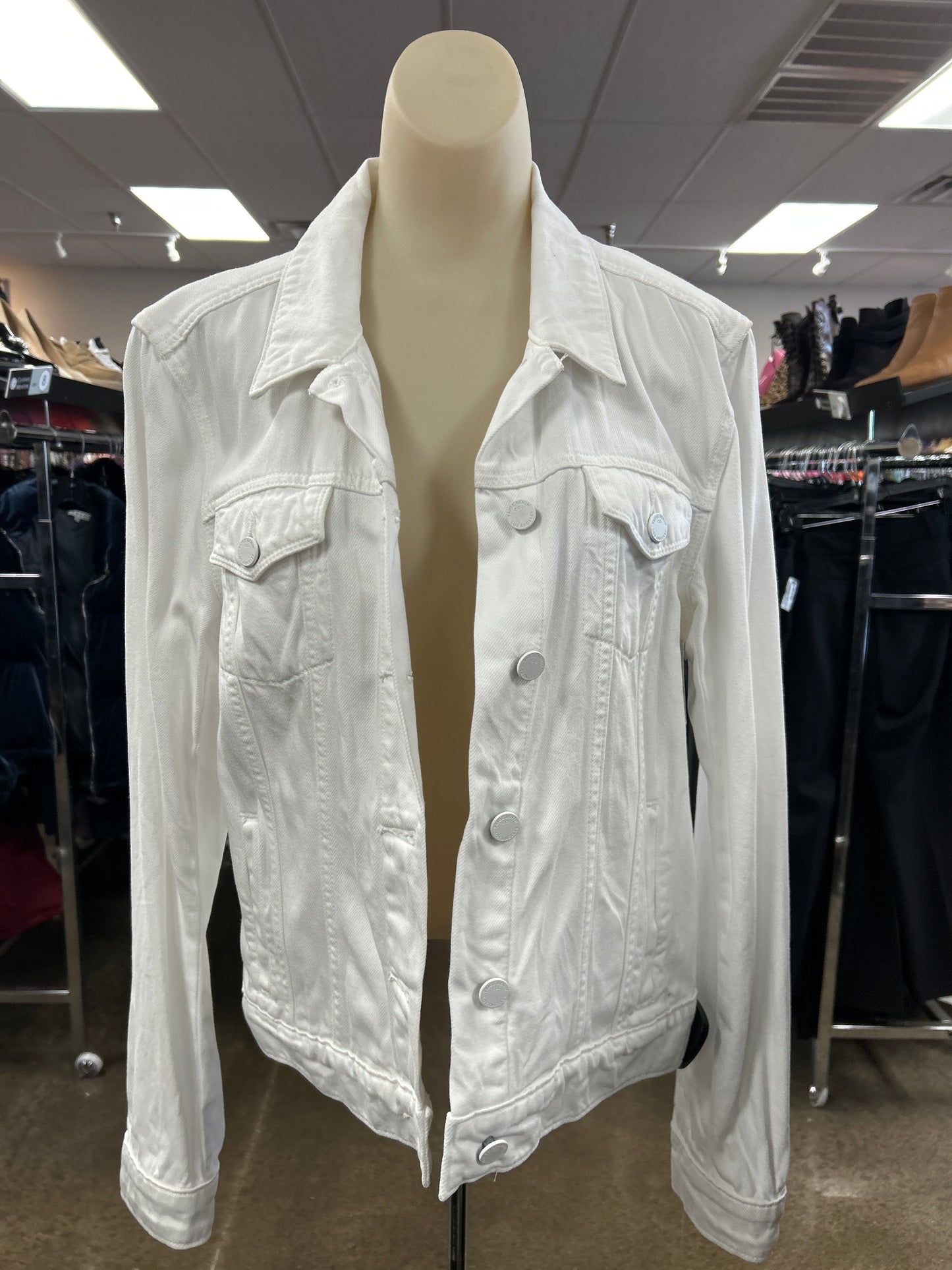 Jacket Denim By Paige In White Denim, Size: M