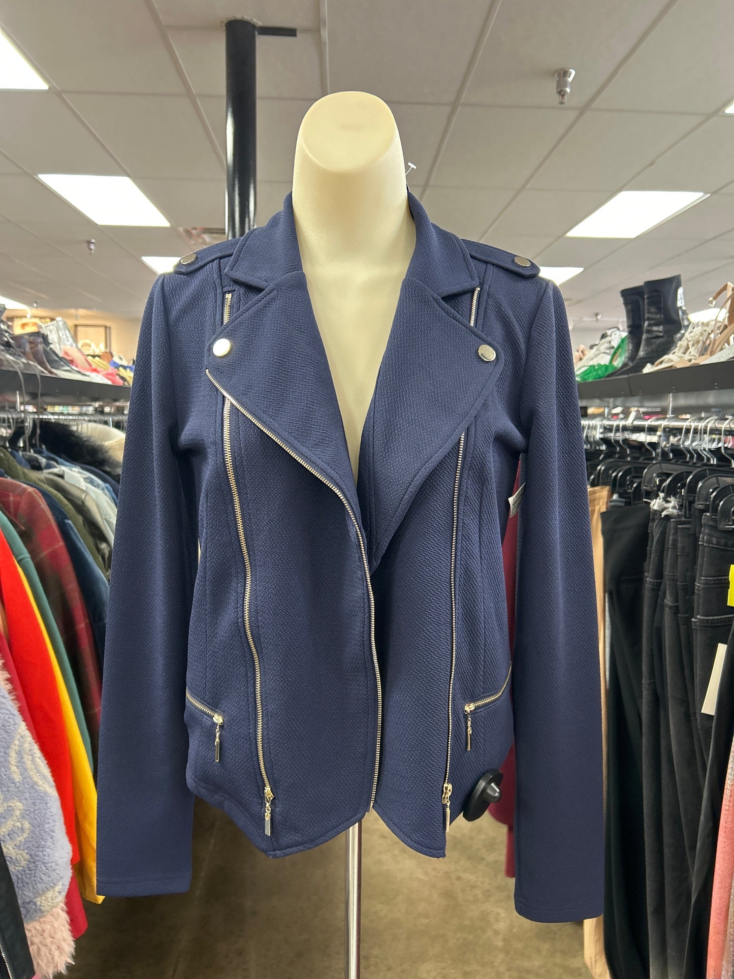 Jacket Moto By Gianni Bini In Blue, Size: Xs