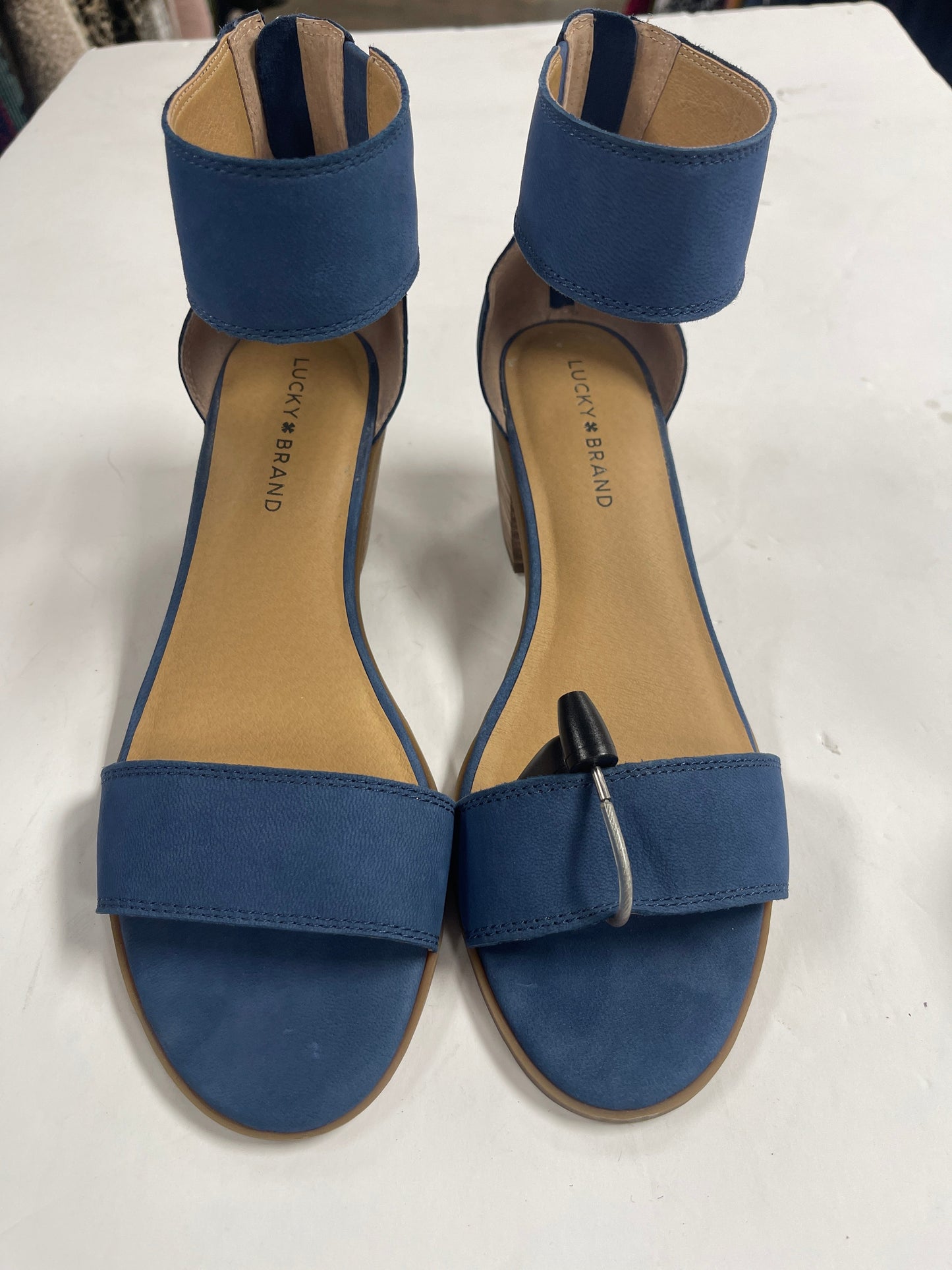 Blue Sandals Heels Block Lucky Brand, Size 10