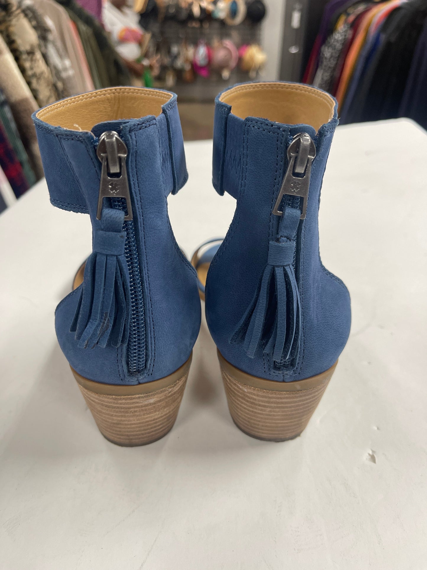 Blue Sandals Heels Block Lucky Brand, Size 10