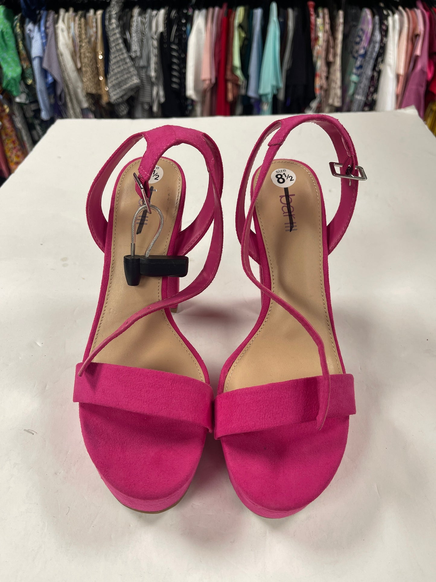 Pink Sandals Heels Block Bar Iii, Size 8.5