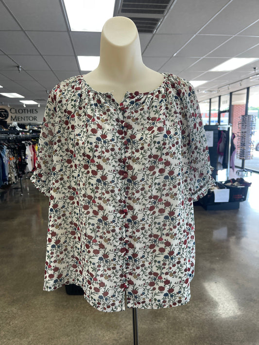 Floral Print Top Short Sleeve A Loves A, Size S