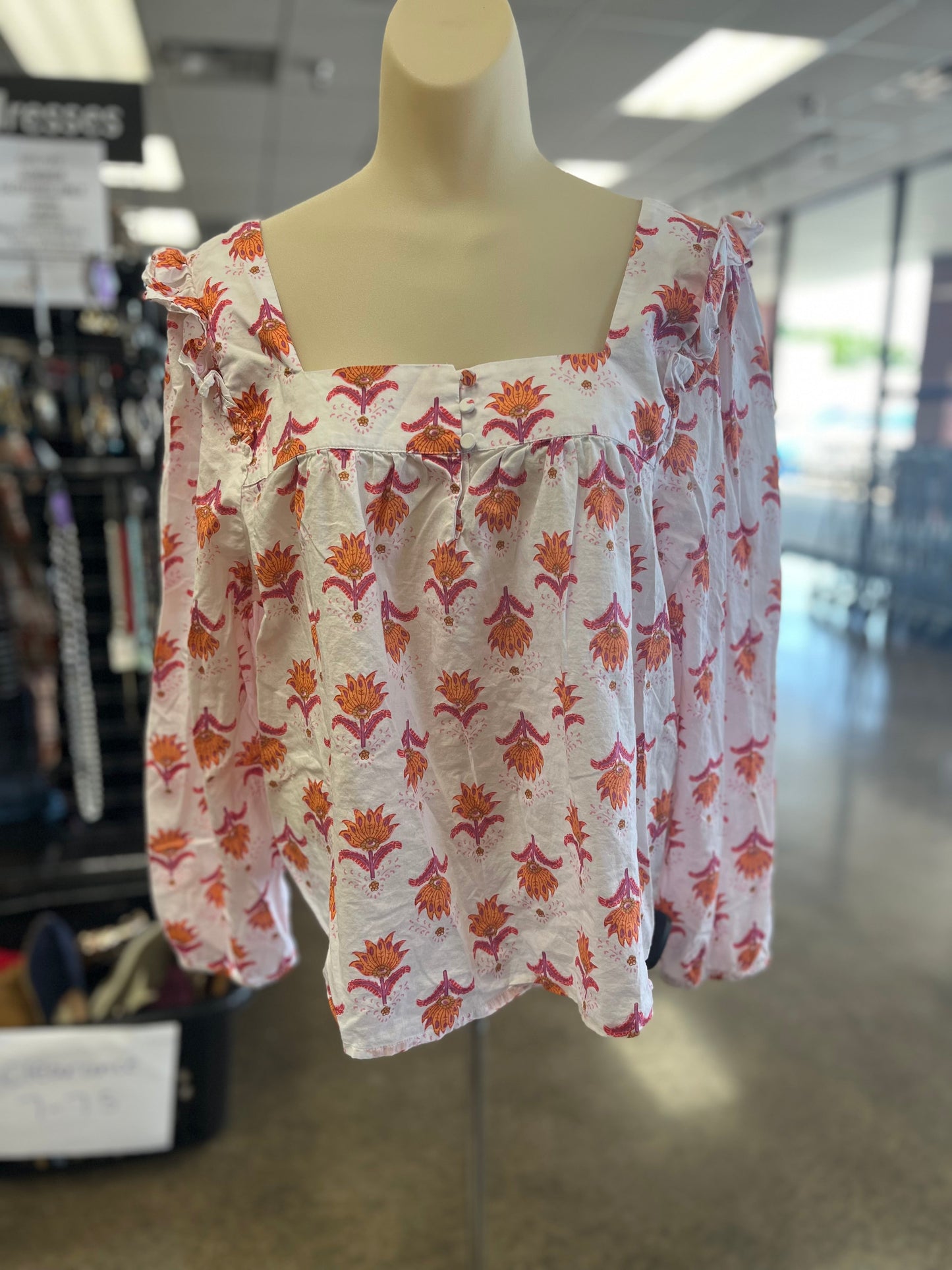 Floral Print Top Long Sleeve J. Crew, Size Xl