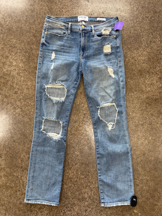 Blue Denim Jeans Straight Frame, Size 6