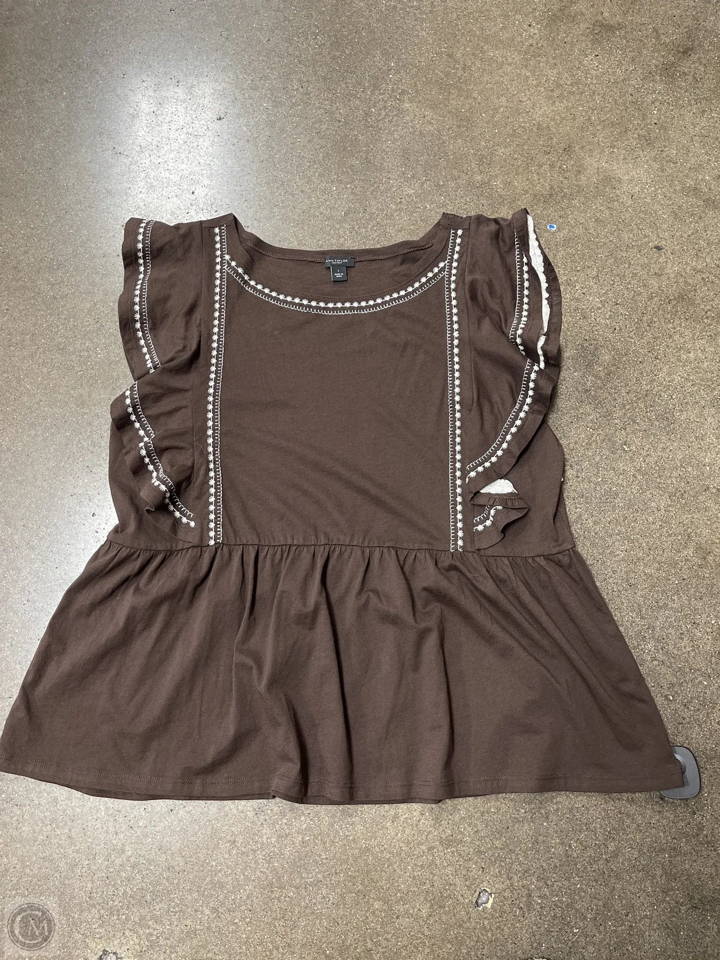 Top Short Sleeve By Ann Taylor In Brown, Size: L