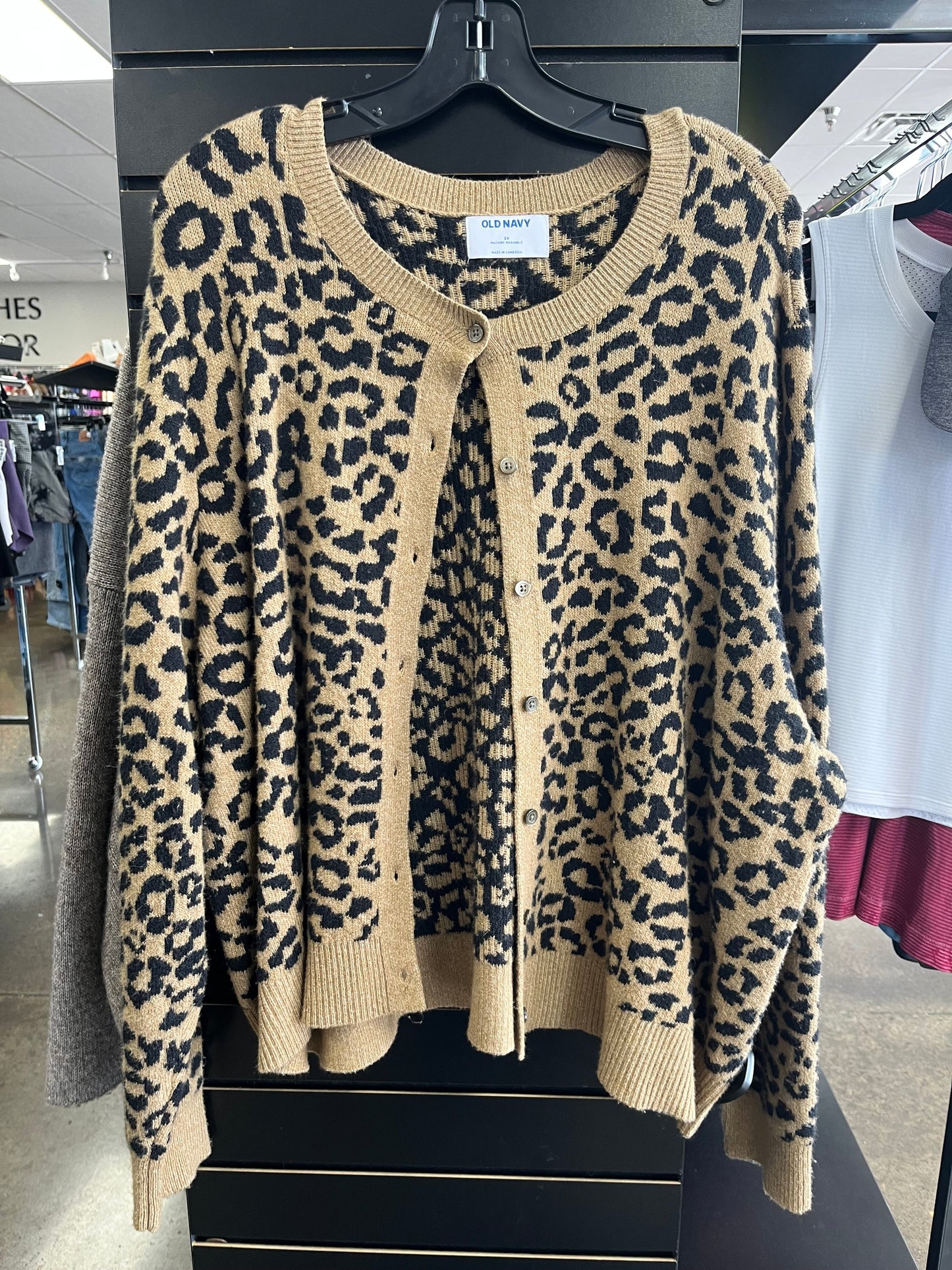 Sweater Cardigan By Old Navy In Animal Print, Size: 3x