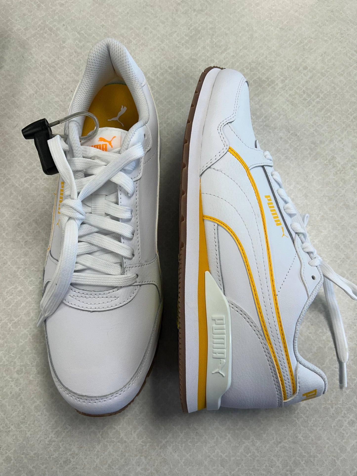 Shoes Sneakers By Puma In White & Yellow, Size: 11