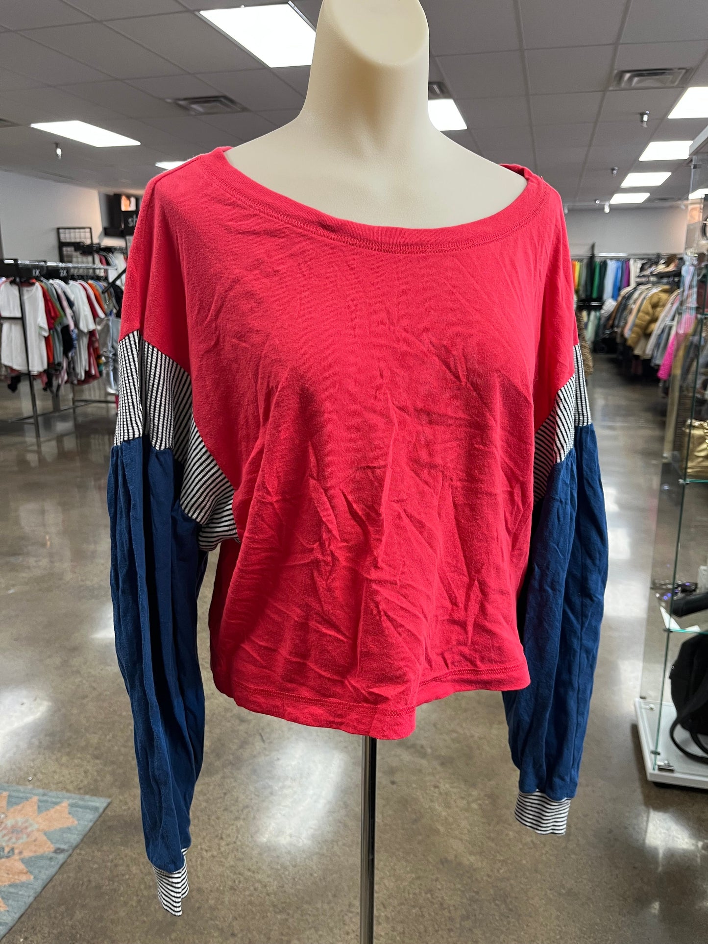 Top Long Sleeve By Current/elliott In Blue Red & White, Size: Xs