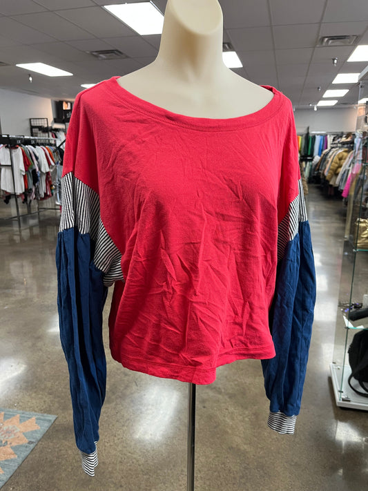 Top Long Sleeve By Current/elliott In Blue Red & White, Size: Xs