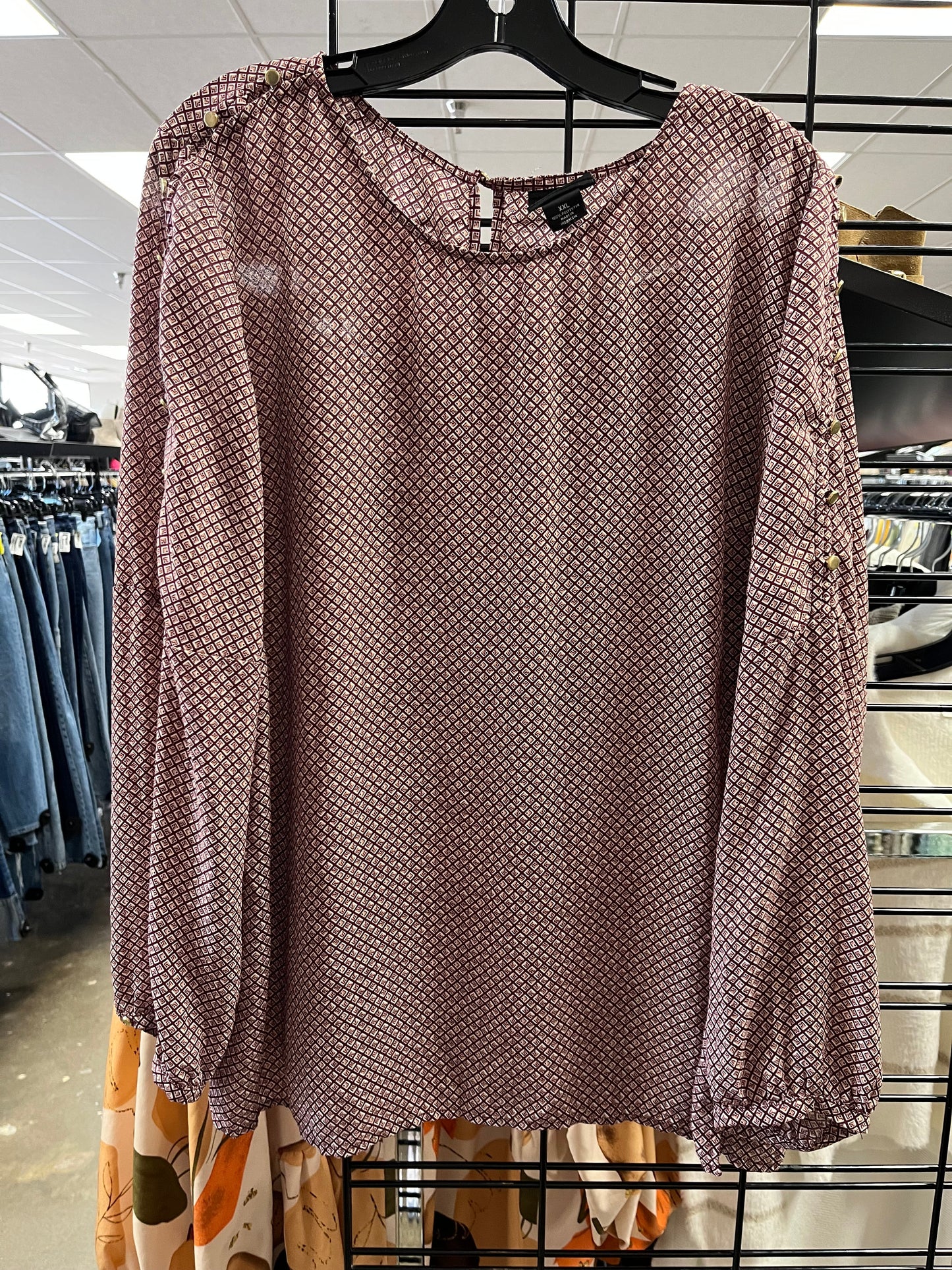 Top Long Sleeve By Liz Claiborne In Maroon, Size: Xxl