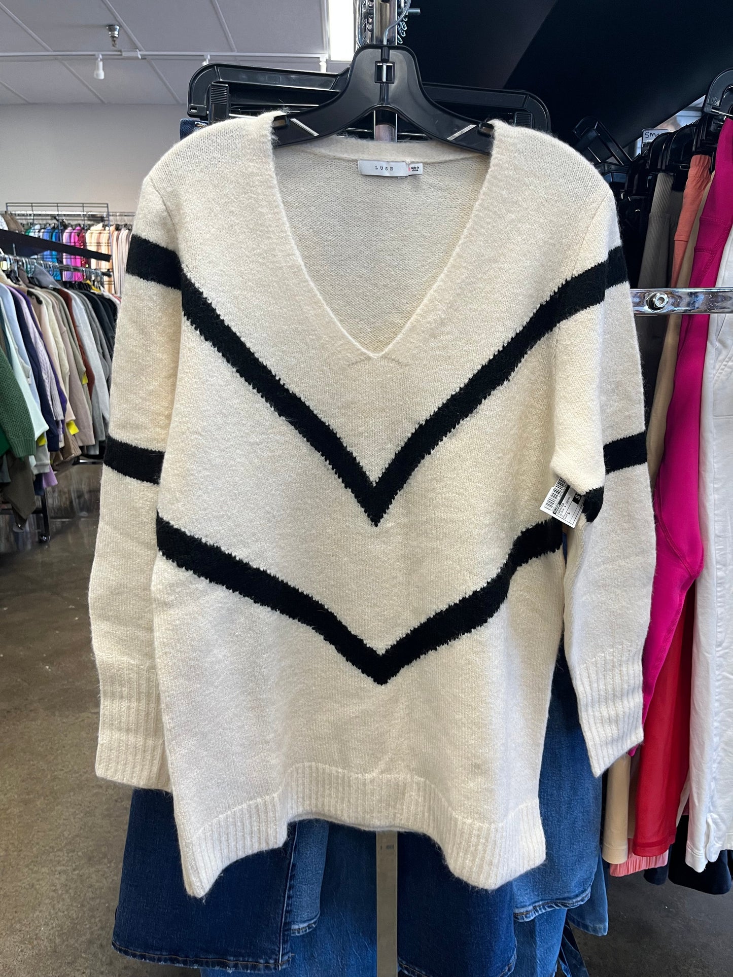 Sweater By Lush In Black & Cream, Size: S