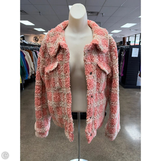 Jacket Faux Fur & Sherpa By Democracy In Cream & Orange, Size: M