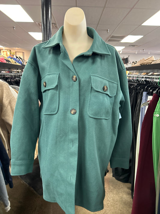 Jacket Shirt By Forever 21 In Green, Size: S