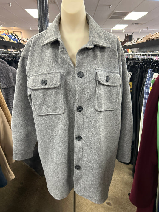 Jacket Shirt By Forever 21 In Grey, Size: S