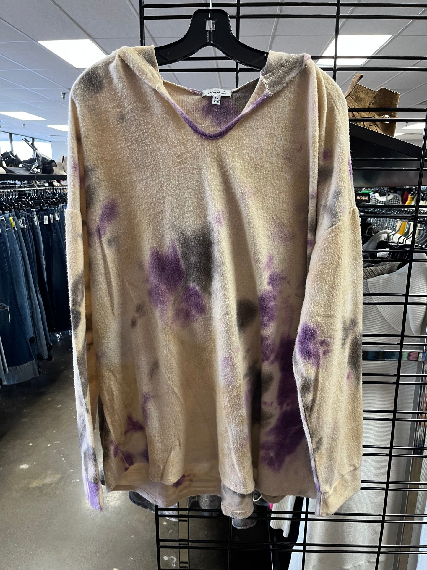 Top Long Sleeve By White Birch In Tie Dye Print, Size: 2x