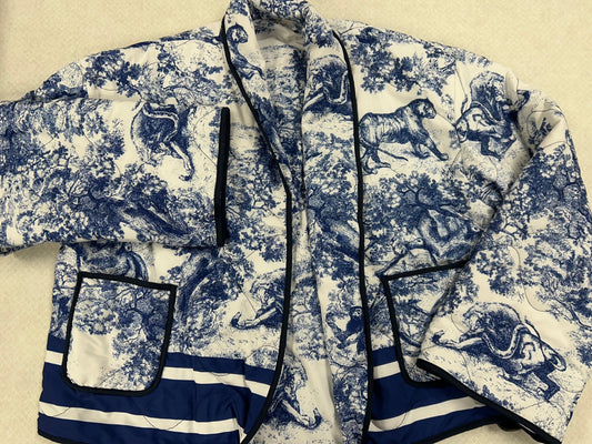 Jacket Other By Clothes Mentor In Blue & White, Size: M