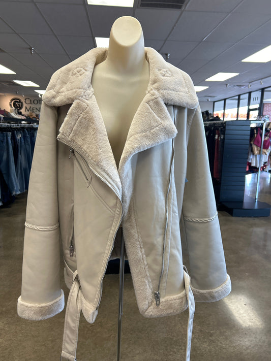 Jacket Faux Fur & Sherpa By Blanknyc In Cream, Size: L