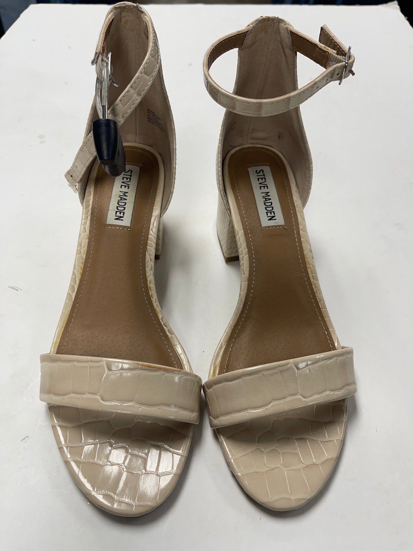 Tan Sandals Heels Block Steve Madden, Size 8.5