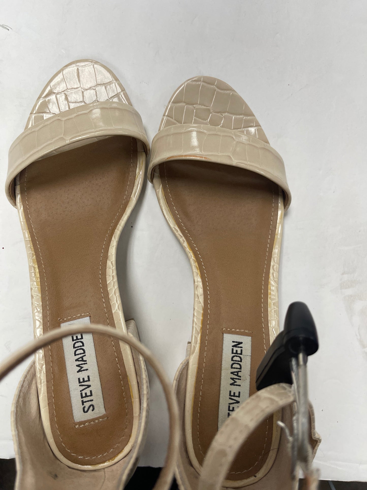 Tan Sandals Heels Block Steve Madden, Size 8.5